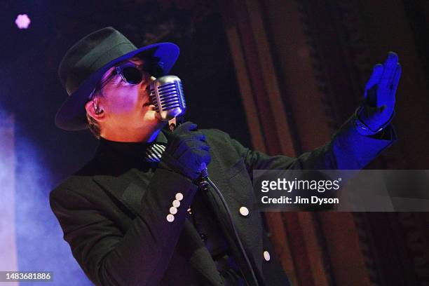 Dave Vanian of The Damned performs during the Darkadelic tour at Alexandra Palace Theatre on April 20, 2023 in London, England.