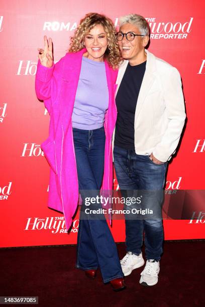 Eva Grimaldi and Imma Battaglia attend The Hollywood Reporter Launch Party at Palazzo Brancaccio on April 20, 2023 in Rome, Italy.