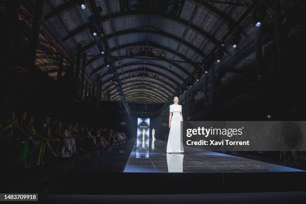 Models walk the runway at the Rosa Clara show on day 2 of Barcelona Bridal Fashion Week 2023 on April 20, 2023 in Barcelona, Spain.