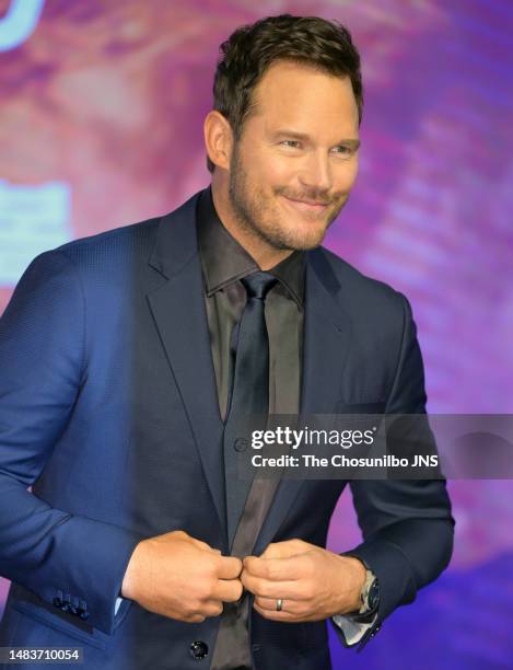 Actor Chris Pratt attends the premiere of Guardians Of The Galaxy Vol.3 at Dongdaemun Design Plaza on April 19, 2023 in Seoul, South Korea.