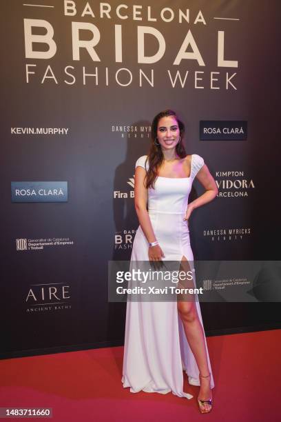 Sandra Garal attends the Rosa Clara show photocall during day 2 of Barcelona Bridal Week 2023 on April 20, 2023 in Barcelona, Spain.