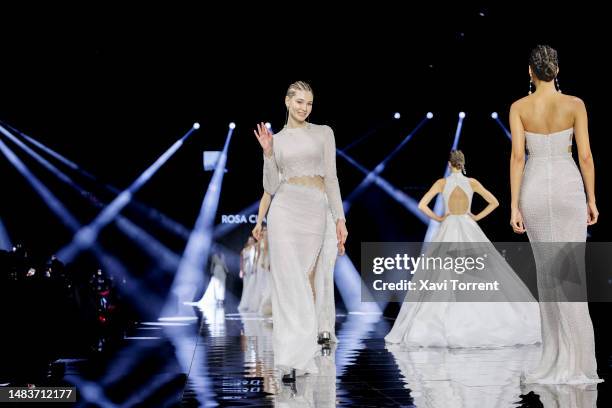 Models walk the runway at the Rosa Clara show on day 2 of Barcelona Bridal Fashion Week 2023 on April 20, 2023 in Barcelona, Spain.