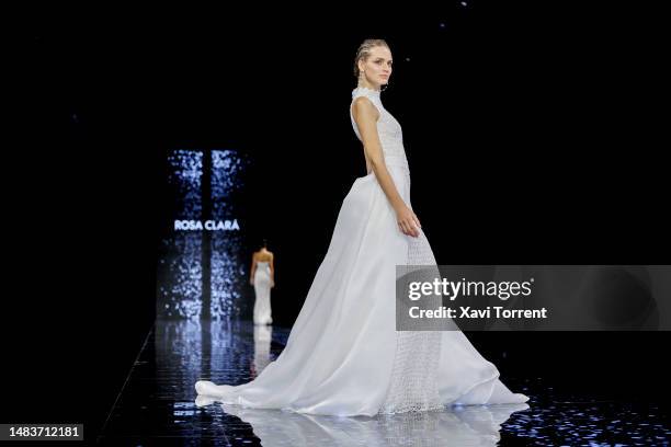 Model walks the runway at the Rosa Clara show on day 2 of Barcelona Bridal Fashion Week 2023 on April 20, 2023 in Barcelona, Spain.