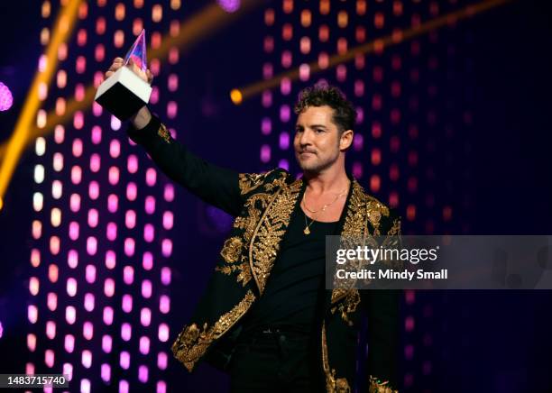 David Bisbal accepts the Pioneer Award onstage during the 2023 Latin American Music Awards at MGM Grand Garden Arena on April 20, 2023 in Las Vegas,...