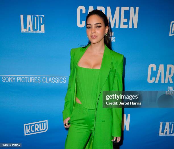 Melissa Barrera attends the premiere screening of Sony Pictures Classics "Carmen" at Linwood Dunn Theater at the Pickford Center for Motion Study on...