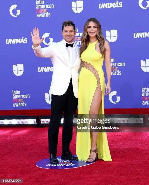 David Bisbal and Rosanna Zanetti attend the 2023 Latin American Music Awards at MGM Grand Garden Arena on April 20, 2023 in Las Vegas, Nevada.