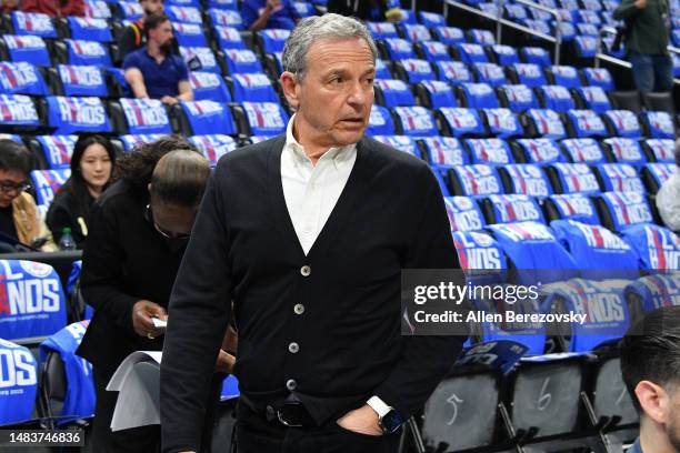 Bob Iger attends a basketball game between the Los Angeles Clippers and the Phoenix Suns at Crypto.com Arena on April 20, 2023 in Los Angeles,...