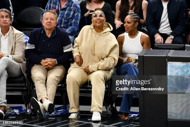 Queen Latifah attends a basketball game between the Los Angeles Clippers and the Phoenix Suns at Crypto.com Arena on April 20, 2023 in Los Angeles,...