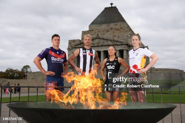 Will Warbrick of the Storm, Billy Frampton of the Magpies, Molly Jovic of the Magpies netball team and Tara Hinchcliffe of the Sunshine Coast...