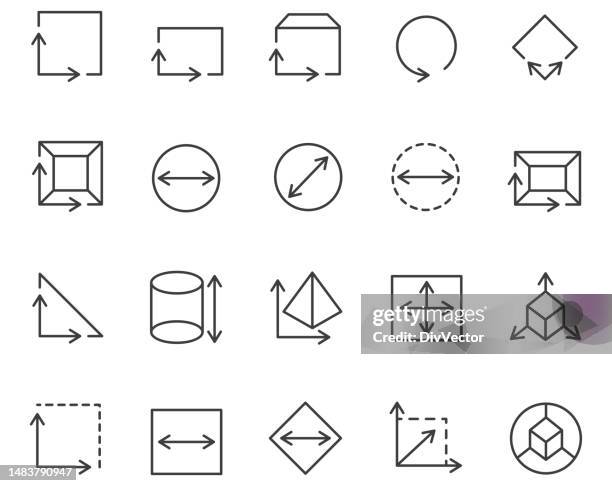 dimension icon set - meter length stock illustrations