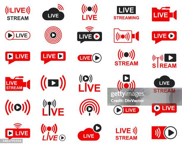 live stream logo set - live streaming vector stock illustrations