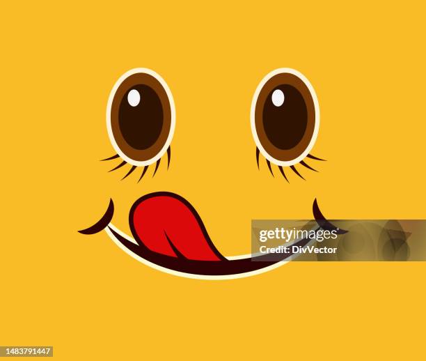 yummy face smiley icon - licking stock illustrations