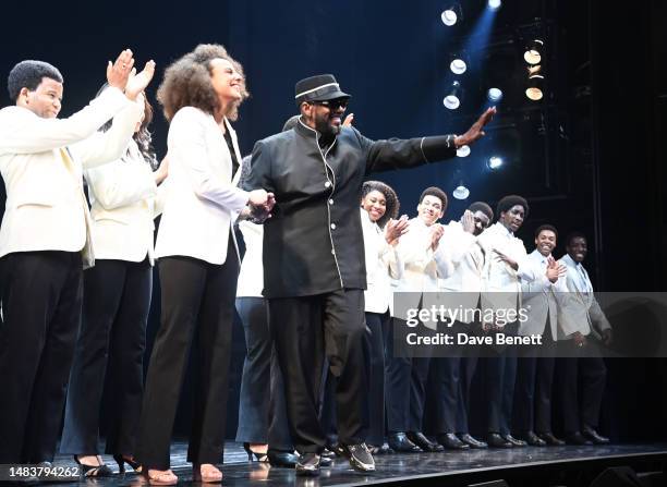 Otis Williams bows at the curtain call during the press night performance of "Ain't Too Proud: The Life And Times Of The Temptations" at the Prince...