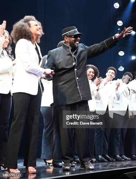 Otis Williams bows at the curtain call during the press night performance of "Ain't Too Proud: The Life And Times Of The Temptations" at the Prince...