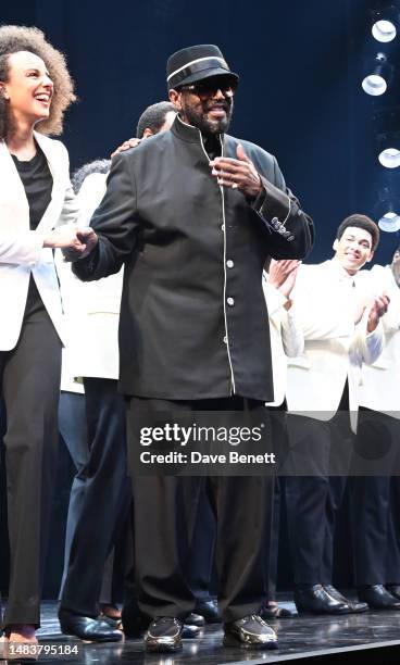 Otis Williams bows at the curtain call during the press night performance of "Ain't Too Proud: The Life And Times Of The Temptations" at the Prince...