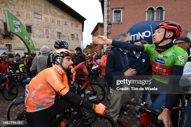 Luis Angel Mate of Spain and Team Euskaltel-Euskadi, Tao Geoghegan Hart of United Kingdom and Team INEOS Grenadiers - Green Leader Jersey in...