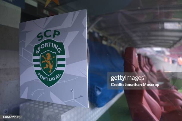 The Sporting CP bench prior to the UEFA Youth League 2022/23 Semi-Final match between Sporting Clube de Portugal and AZ Alkmaar at Stade de Geneve on...