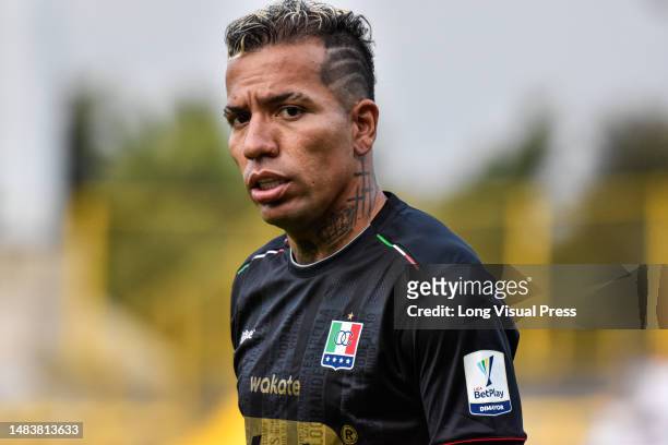 Once Caldas Dayro Moreno during the BetPlay Dimayor League match between Once Caldas and Equidad in Bogota, Colombia on April 11, 2023.