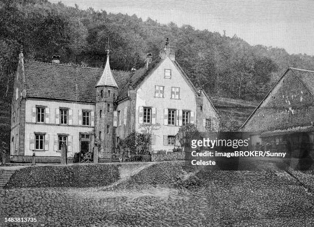 the gensburg cottage near niedeck castle, alsace, france, intended as a royal hunting lodge, historic, digitally restored reproduction of an original 19th-century master copy - castelo stock-grafiken, -clipart, -cartoons und -symbole