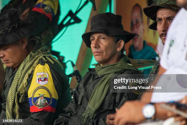 Omar Pardo Galeano alias Antonio Media is seen during the announcement by the FARC's Central General Staff to open peace talks with the Colombian...