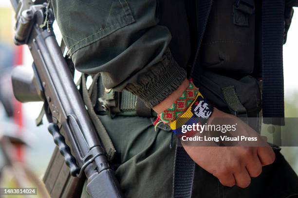 Member of the FARC-EP guerrilla during the announcement by the FARC's Central General Staff to open peace talks with the Colombian government during...