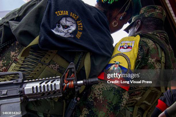 Member of the FARC-EP guerrilla during the announcement by the FARC's Central General Staff to open peace talks with the Colombian government during...