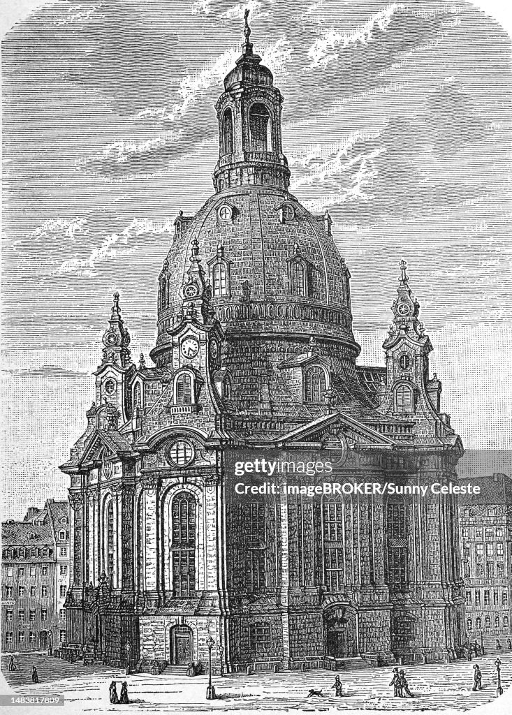 The Church of Our Lady in Dresden, Saxony, Germany, in 1890, Historic, digitally restored reproduction of an original 19th-century artwork