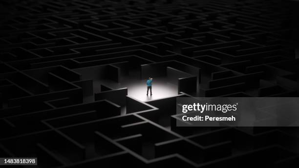 man inside maze - escaping maze stock pictures, royalty-free photos & images