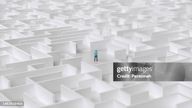 man inside maze - inner courage stock pictures, royalty-free photos & images