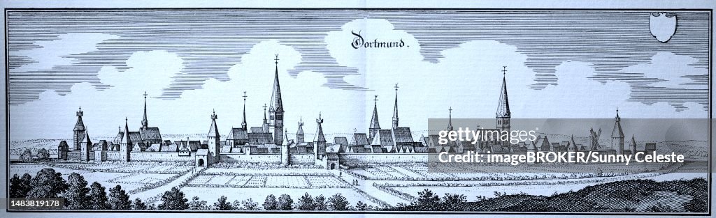 Dortmund in the Middle Ages, North Rhine-Westphalia, Germany, Historical, digital reproduction of an original from the 19th century, original date unknown