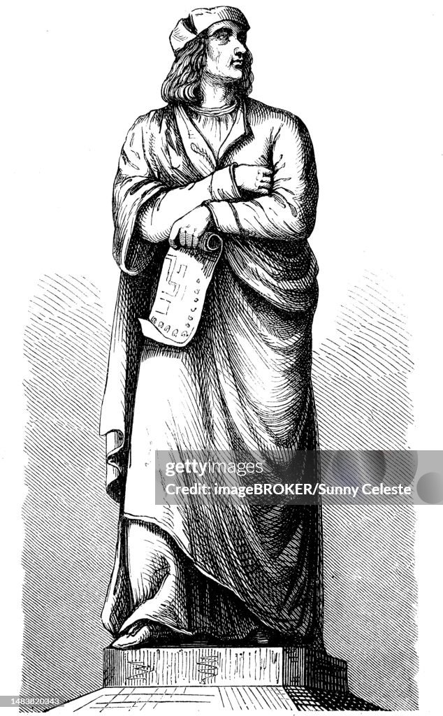 Erwin von Steinbach, 1244, 17 January 1318, was a stonemason and German builder, Sculpture on Erwinshoehe near Steinbach, Baden-Wuerttemberg, Germany, in 1898, Historic, digital reproduction of an original 19th-century model