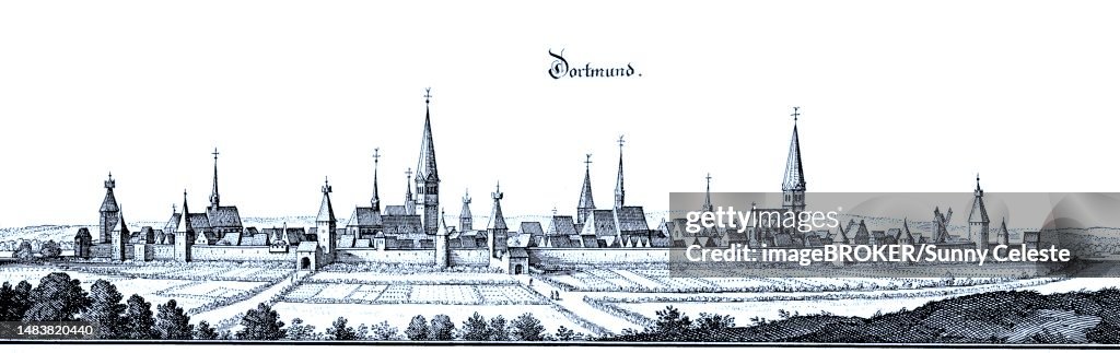 Dortmund in the Middle Ages, North Rhine-Westphalia, Germany, Historical, digital reproduction of an original from the 19th century, original date unknown