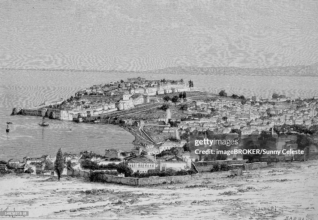 View of Mytilene, Island of Lesbos, 1887, Greece, Historic, digital reproduction of an original 19th-century artwork