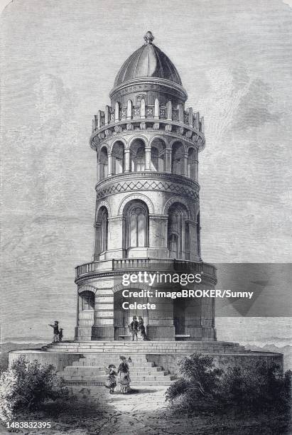 ilustraciones, imágenes clip art, dibujos animados e iconos de stock de ernst-moritz-arndt-tower on the rugard on the island of ruegen, germany, historic, digitally restored reproduction of an original from the 19th century - alemania del este