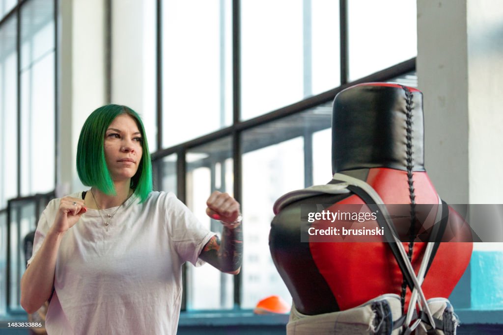 30 year old white woman training in martial arts