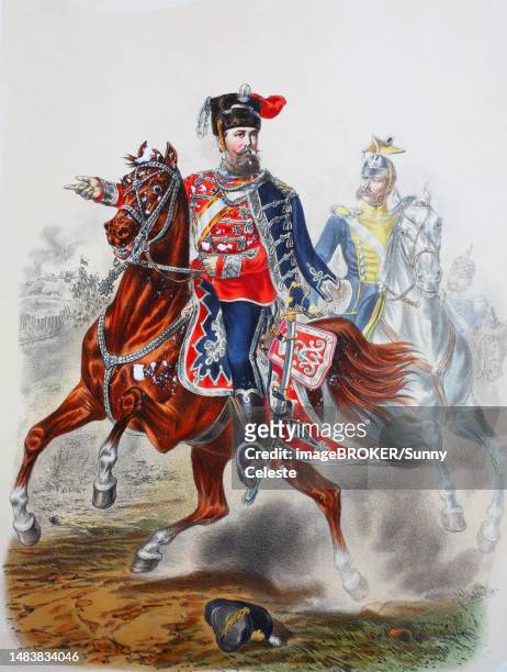 prussian army, prince friedrich carl alexander of prussia, 1801-1883, in, uniform of the brandenburg hussar regiment, zieten hussars, army uniform, military, prussia, germany, digitally restored reproduction of a 19th century original - prince alexander of prussia stock illustrations