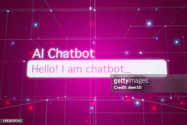 ai chatbot text message in digital cyber space background - virtual assistant stock illustrations