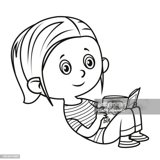 bildbanksillustrationer, clip art samt tecknat material och ikoner med cute girl reading book - only teenage girls