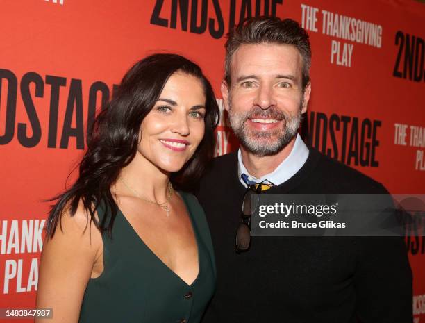 Marika Dominczyk and husband Scott Foley pose at the opening night party for the new Second Stage production of "The Thanksgiving Play" on Broadway...