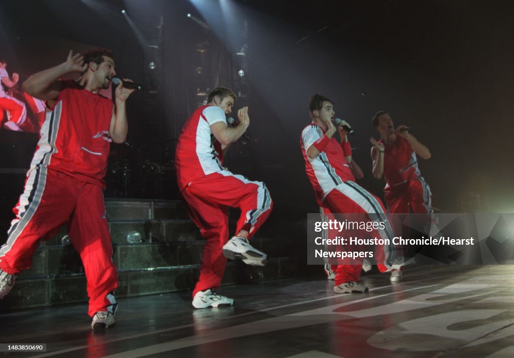 Nsync Group Performance group 'N Sync at the Cynthia Woods Mitchell Pavilion. YO! 8/19/99 ...