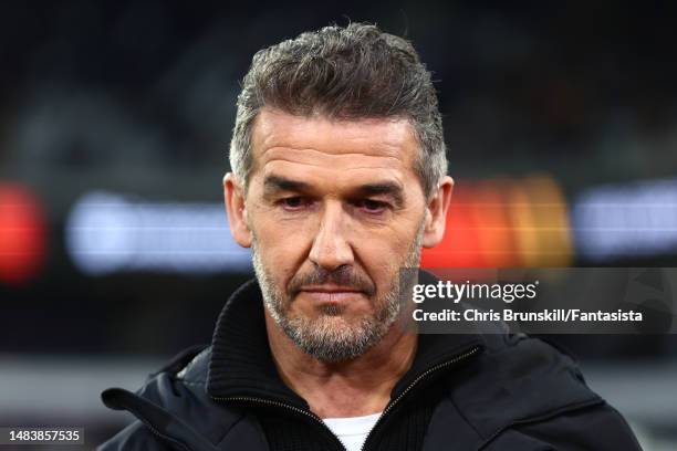 Karl-Heinz Riedle looks on ahead of the UEFA Europa League quarterfinal second leg match between Royale Union Saint-Gilloise and Bayer 04 Leverkusen...