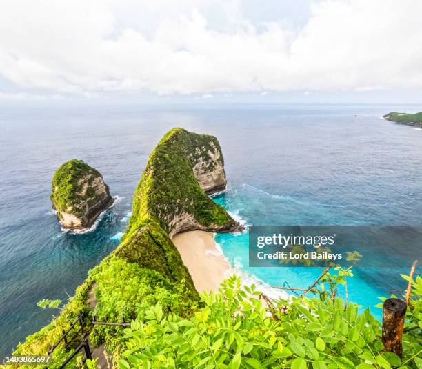 kelingking beach in nusa penida - nusa penida stock-fotos und bilder