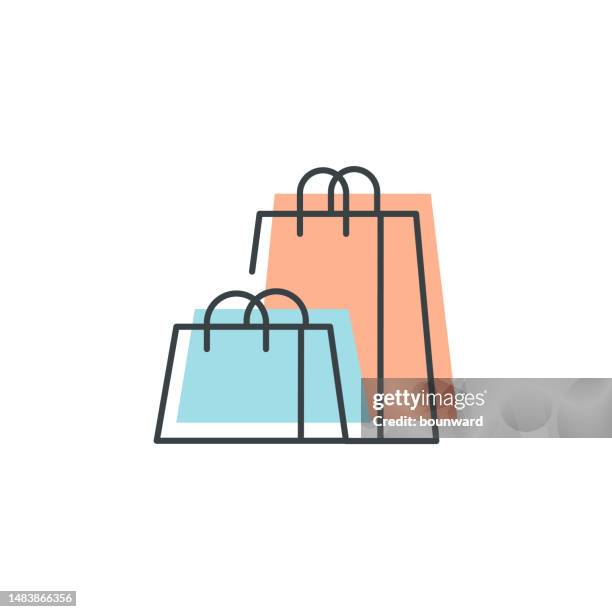 shopping bag line icon. editable stroke. - square one mall stock illustrations
