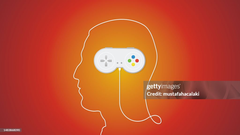 Game Controller Face Retrogamecontrollerkabel Als Gesichtsform Stock-Illustration - Getty Images
