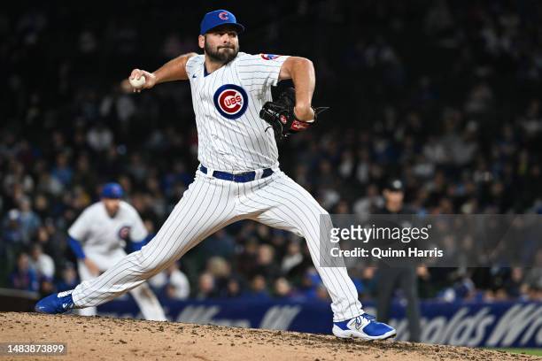Michael Fulmer of the Chicago Cubs pitches against the Los Angeles Dodgers at Wrigley Field on April 20, 2023 in Chicago, Illinois.