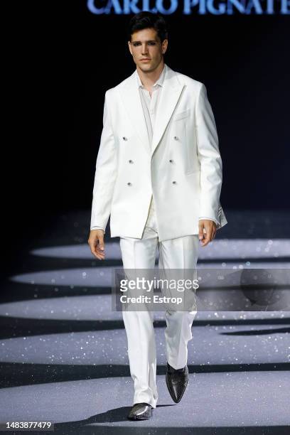 Model walks the runway during the Carlo Pignatelli show as part of the Barcelona Bridal Week 2023 on April 21, 2023 in Barcelona, Spain.