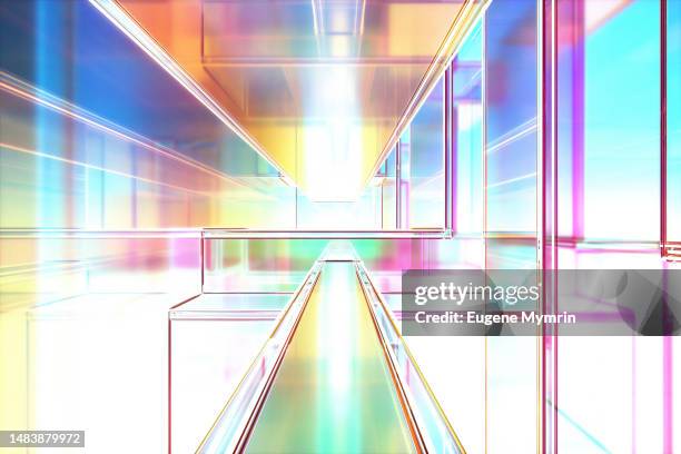 3d abstract background of glass cubes. futuristic city. - plastica trasparente foto e immagini stock