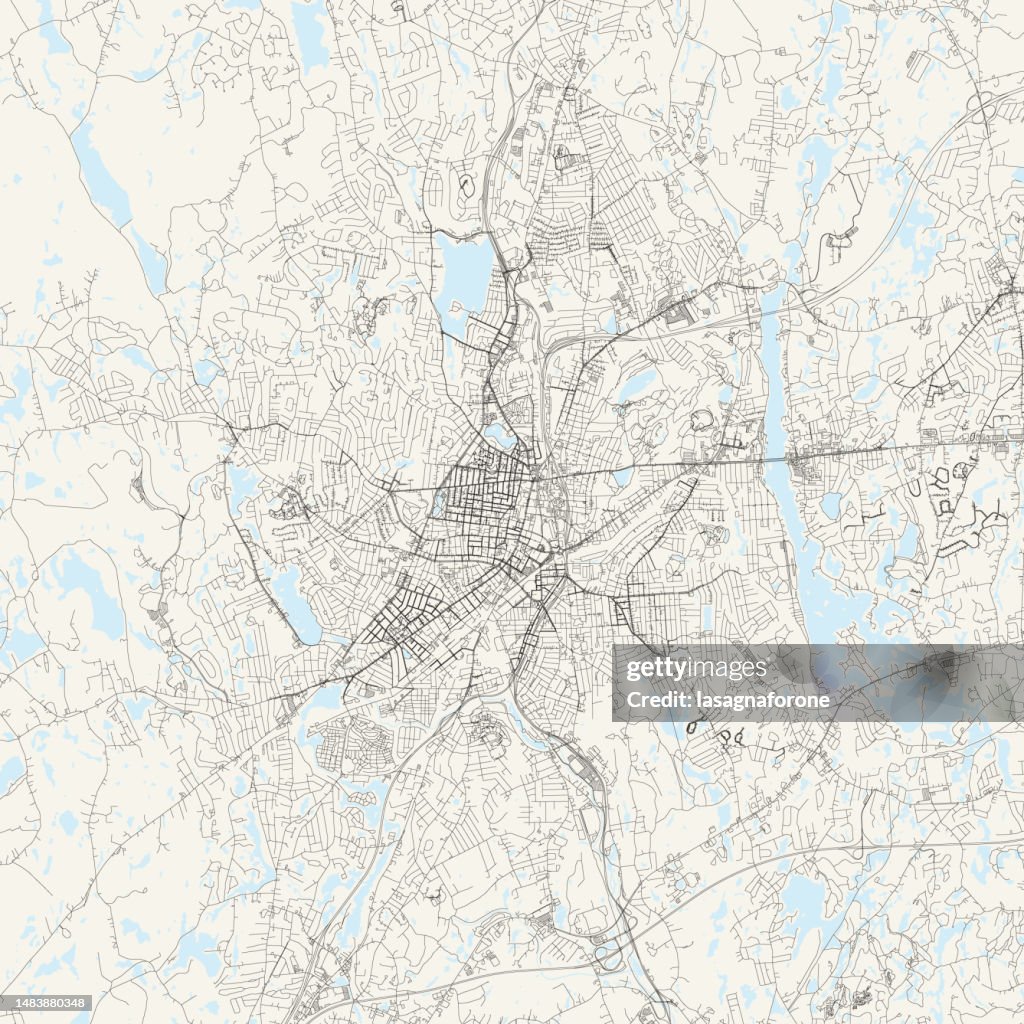 Worcester, Massachusetts, USA Vector Map