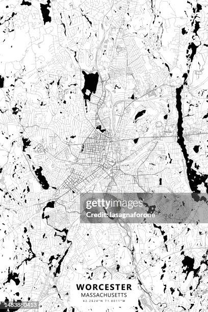 worcester, massachusetts, usa vector map - massachusetts outline stock illustrations