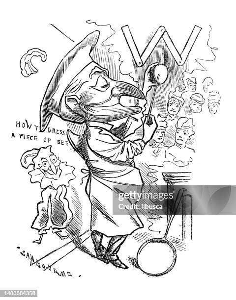 british satire caricature comic cartoon illustration - chef teaching stock illustrations